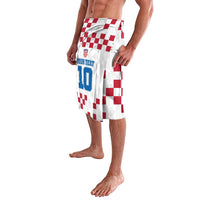 White and red checkered Croatia football sarong with number 10, side view