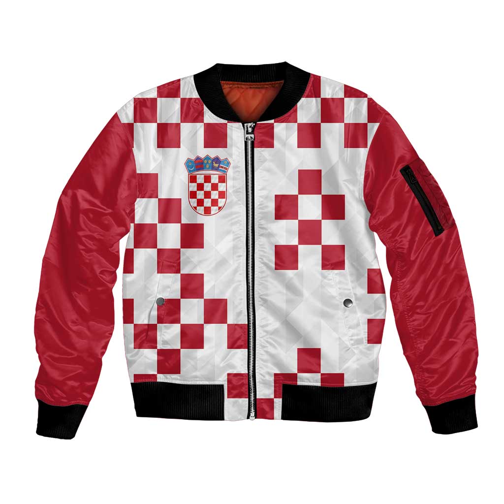 Custom Croatia Football 2024 Go Champion Sleeve Zip Bomber Jacket