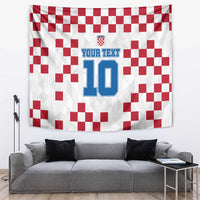 White tapestry with red check pattern and centered Croatia crest plus blue 'YOUR TEXT' 10