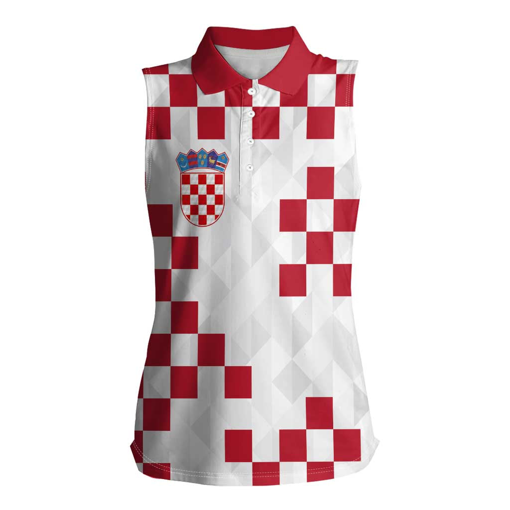 Custom Croatia Football 2024 Go Champion Women Sleeveless Polo Shirt