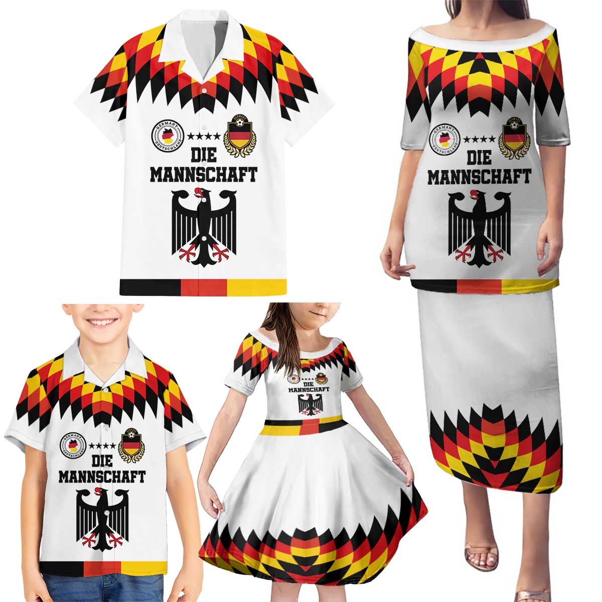 Custom Germany Football 2024 Go Champion Family Matching Puletasi and Hawaiian Shirt Design 90s Style Home Color LT03