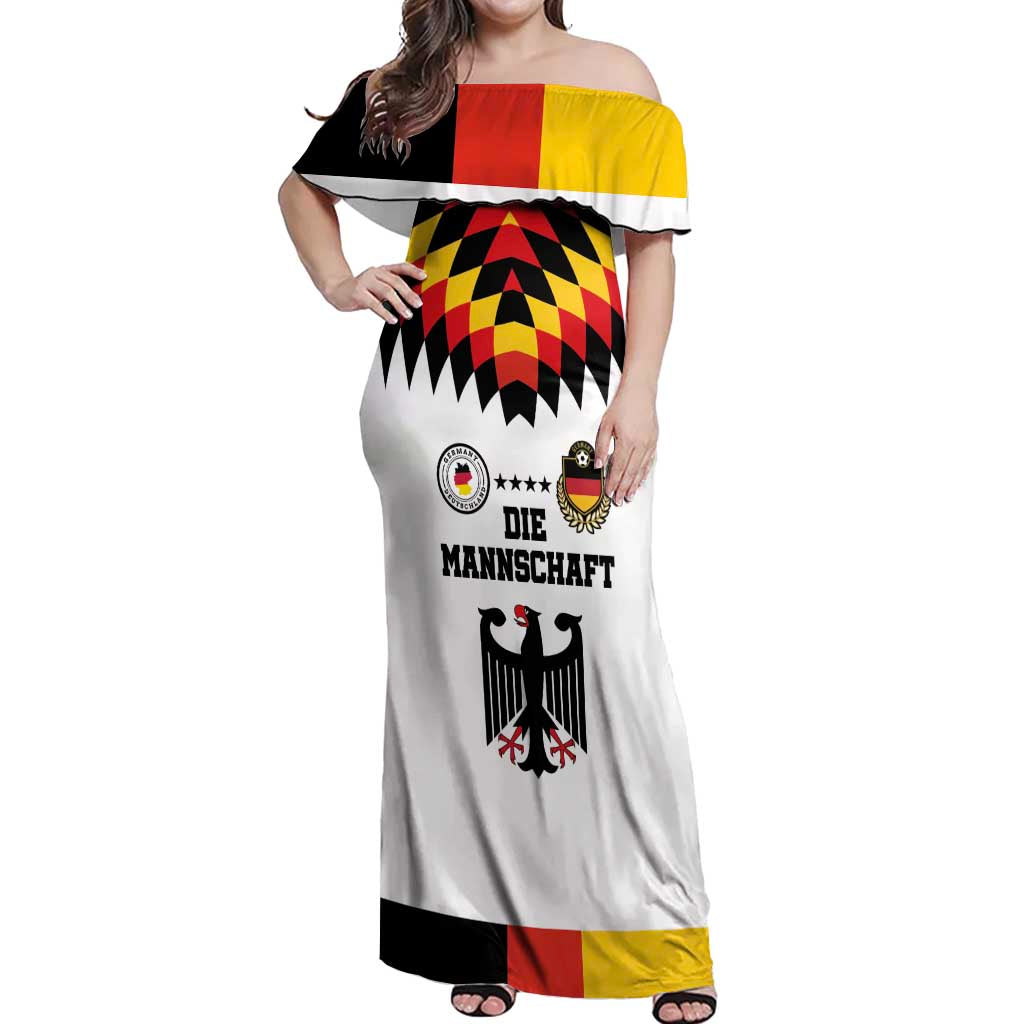 Custom Germany Football 2024 Go Champion Off Shoulder Maxi Dress Design 90s Style Home Color LT03