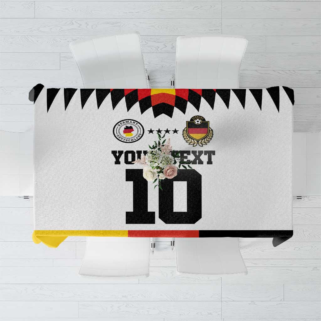 Printed football tablecloth featuring a large number 10 and Germany colors