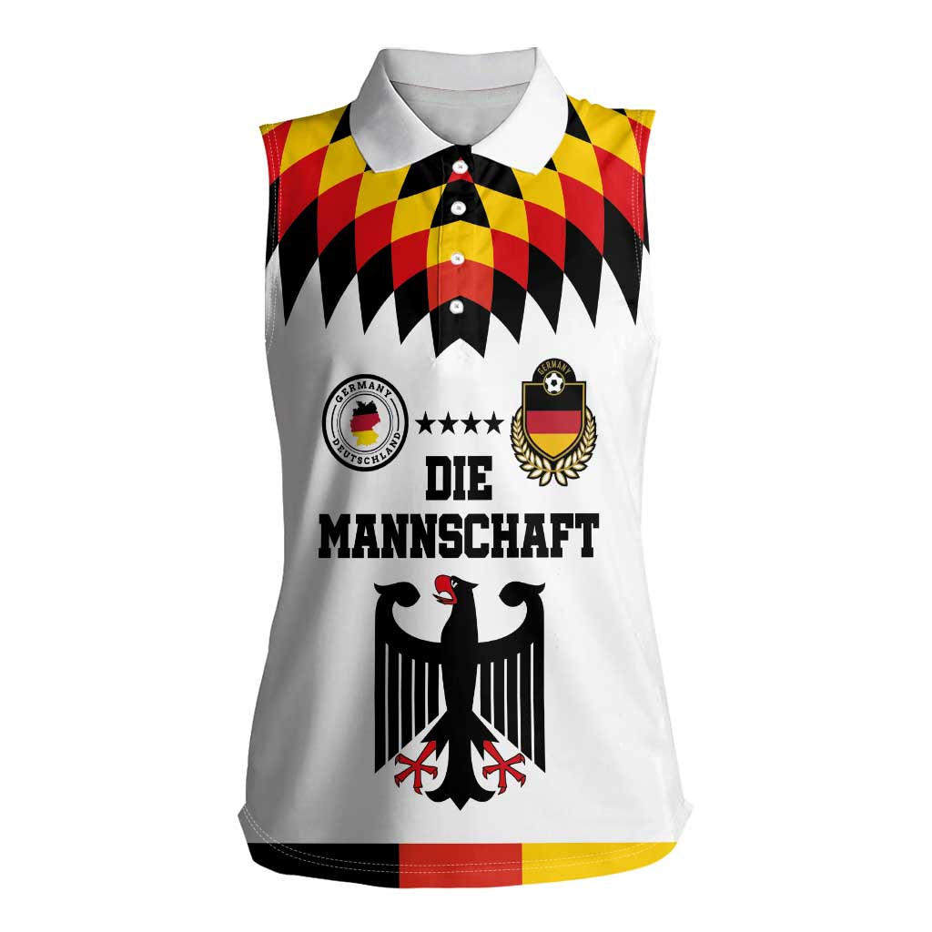 Custom Germany Football 2024 Go Champion Women Sleeveless Polo Shirt Design 90s Style Home Color LT03