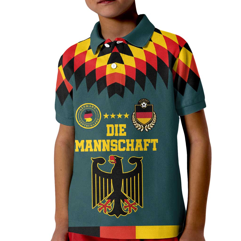 Custom Germany Football 2024 Go Champion Kid Polo Shirt Design 90s Style Away Color LT03