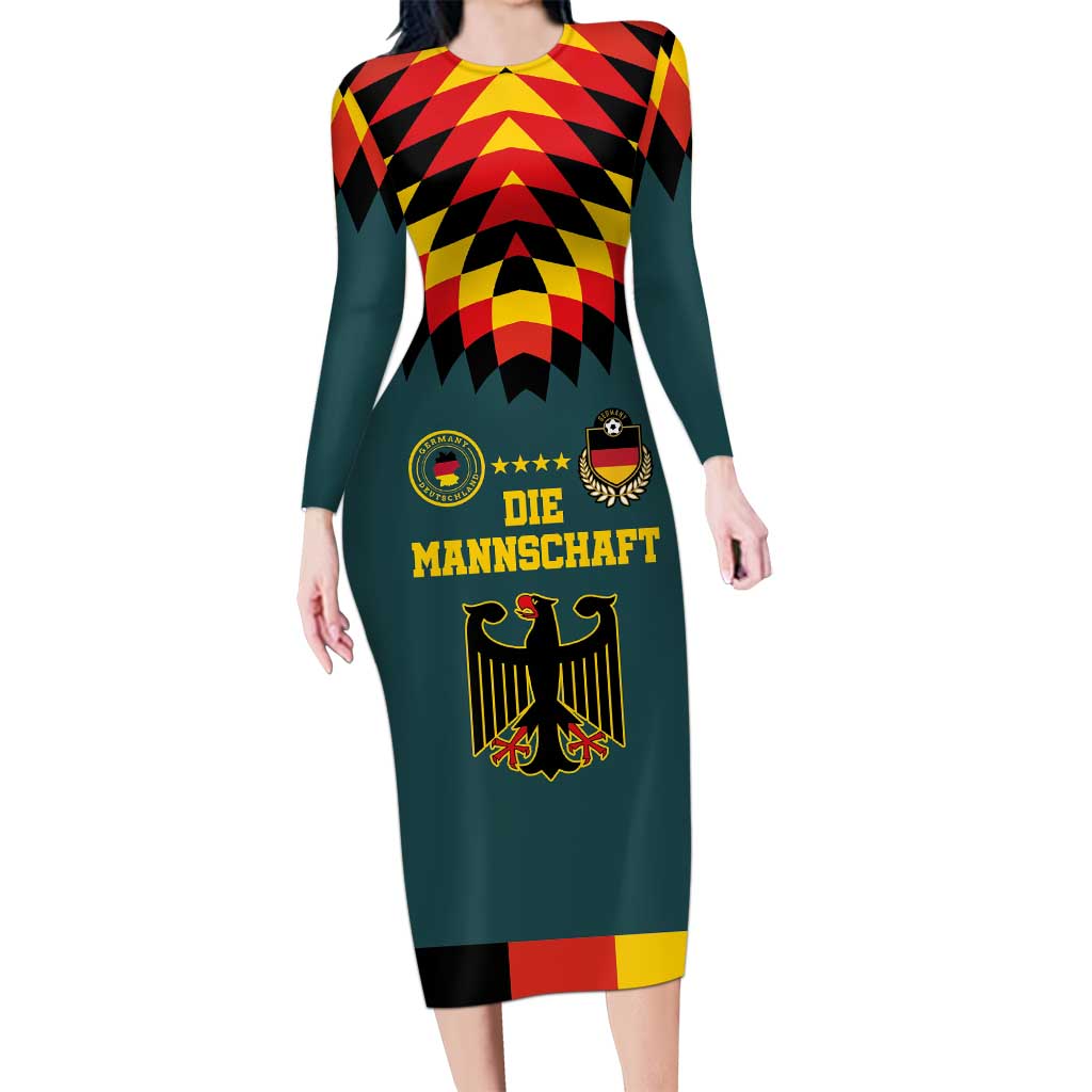 Custom Germany Football 2024 Go Champion Long Sleeve Bodycon Dress Design 90s Style Away Color LT03