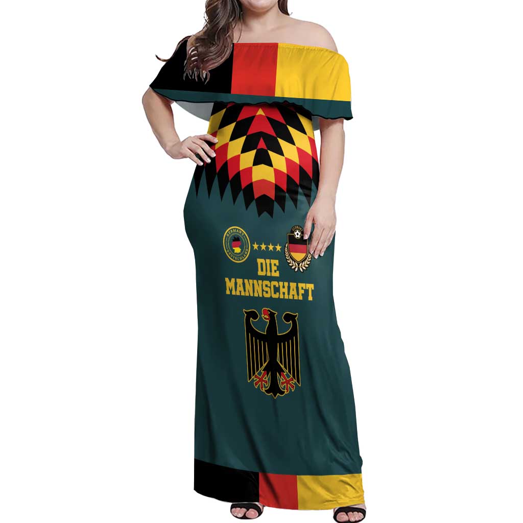 Custom Germany Football 2024 Go Champion Off Shoulder Maxi Dress Design 90s Style Away Color LT03