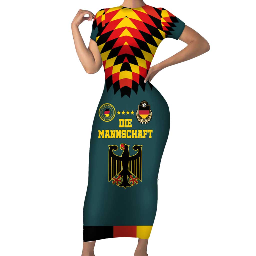 Custom Germany Football 2024 Go Champion Short Sleeve Bodycon Dress Design 90s Style Away Color LT03