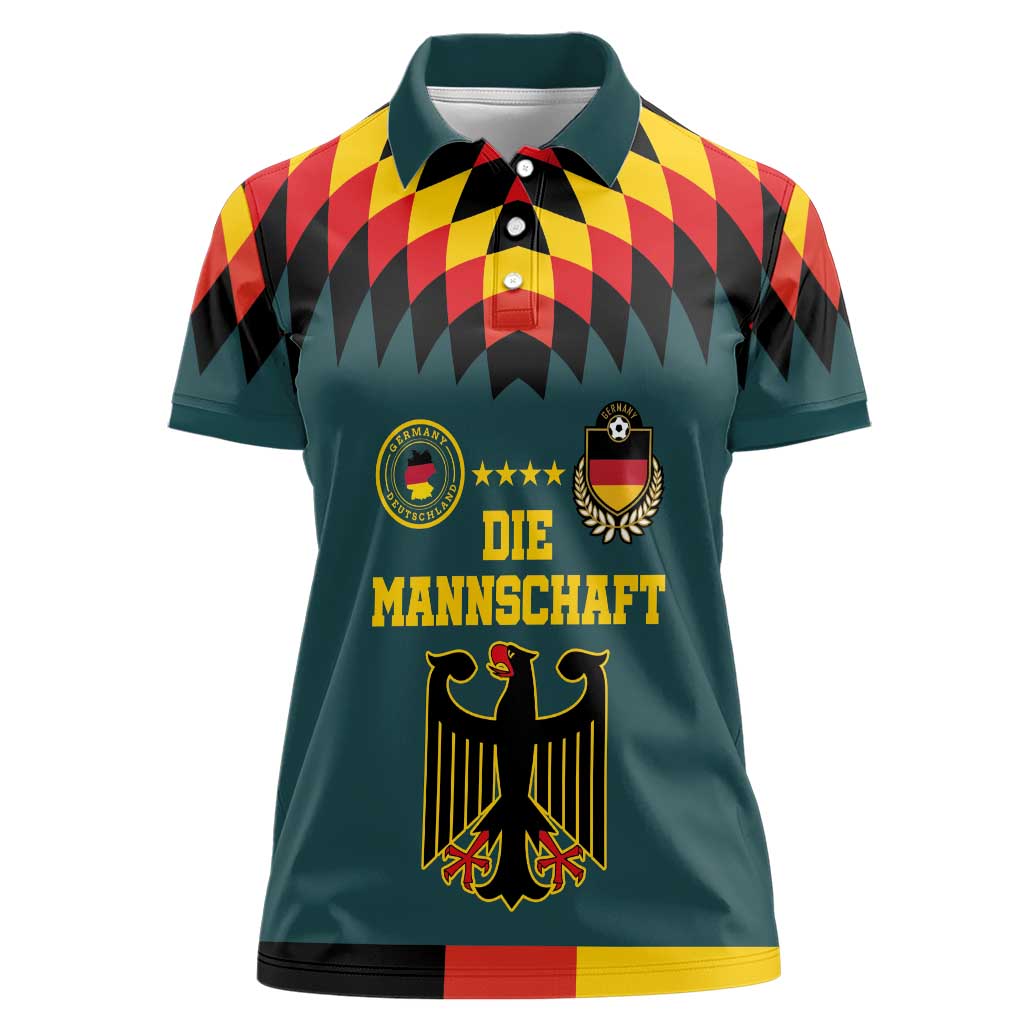 Custom Germany Football 2024 Go Champion Women Polo Shirt Design 90s Style Away Color LT03