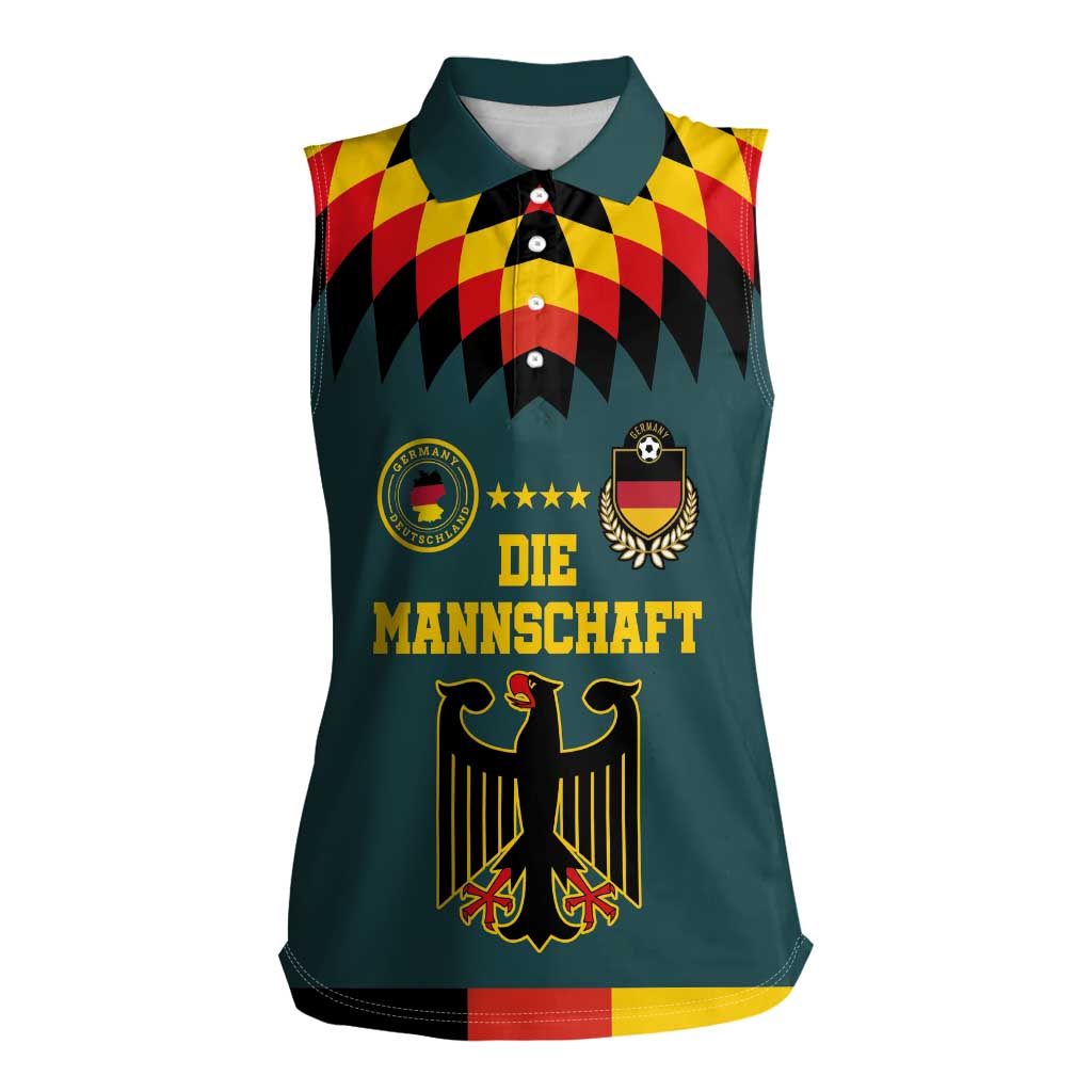 Custom Germany Football 2024 Go Champion Women Sleeveless Polo Shirt Design 90s Style Away Color LT03