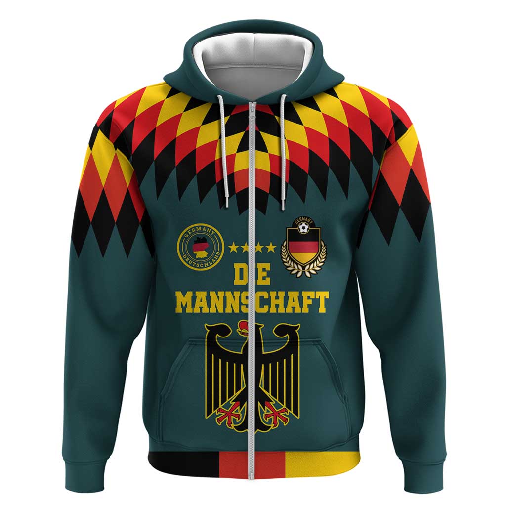 Custom Germany Football 2024 Go Champion Zip Hoodie Design 90s Style Away Color LT03