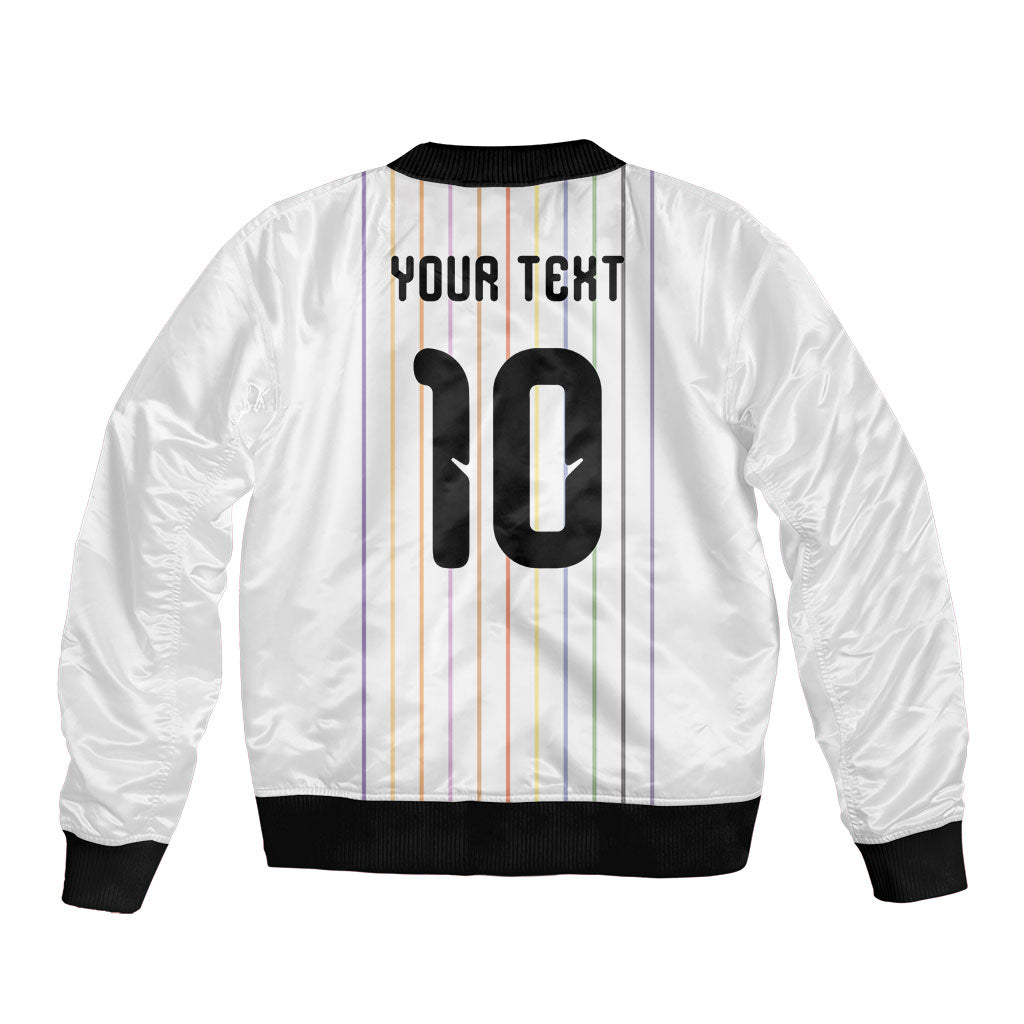 Japan Football Custom Bomber Jacket Colors Beyond Horizon Sashiko Effect White Version