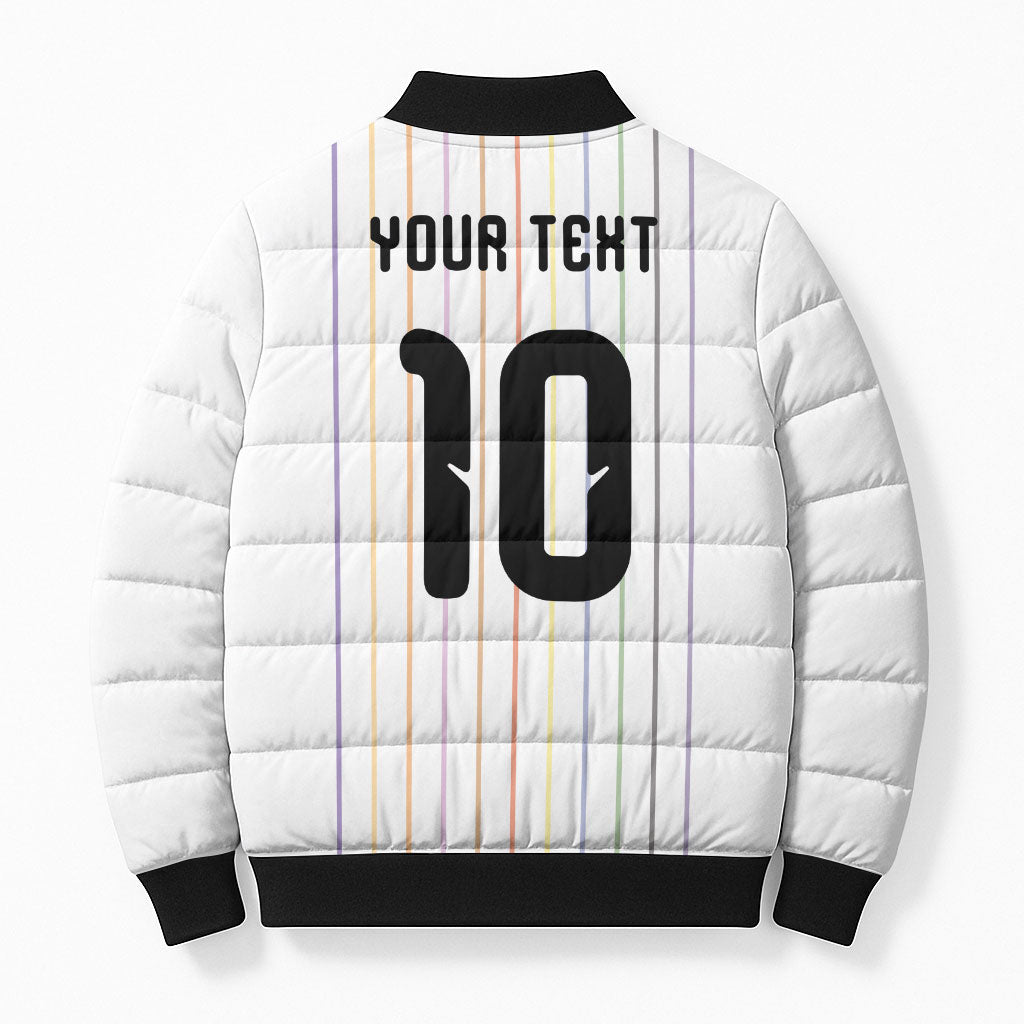 Japan Football Custom Bomber Puffer Jacket Colors Beyond Horizon Sashiko Effect White Version