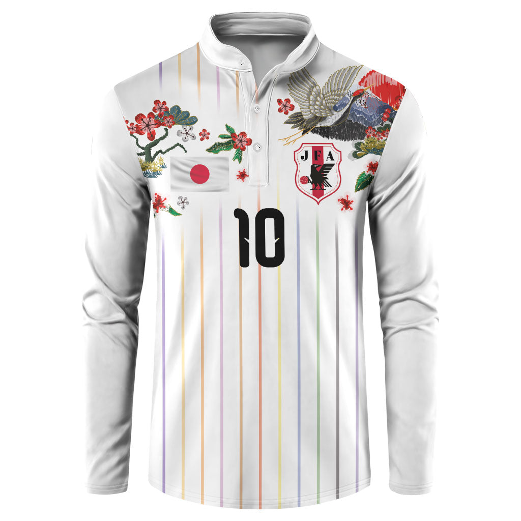 Japan Football Custom Button Sweatshirt Colors Beyond Horizon Sashiko Effect White Version