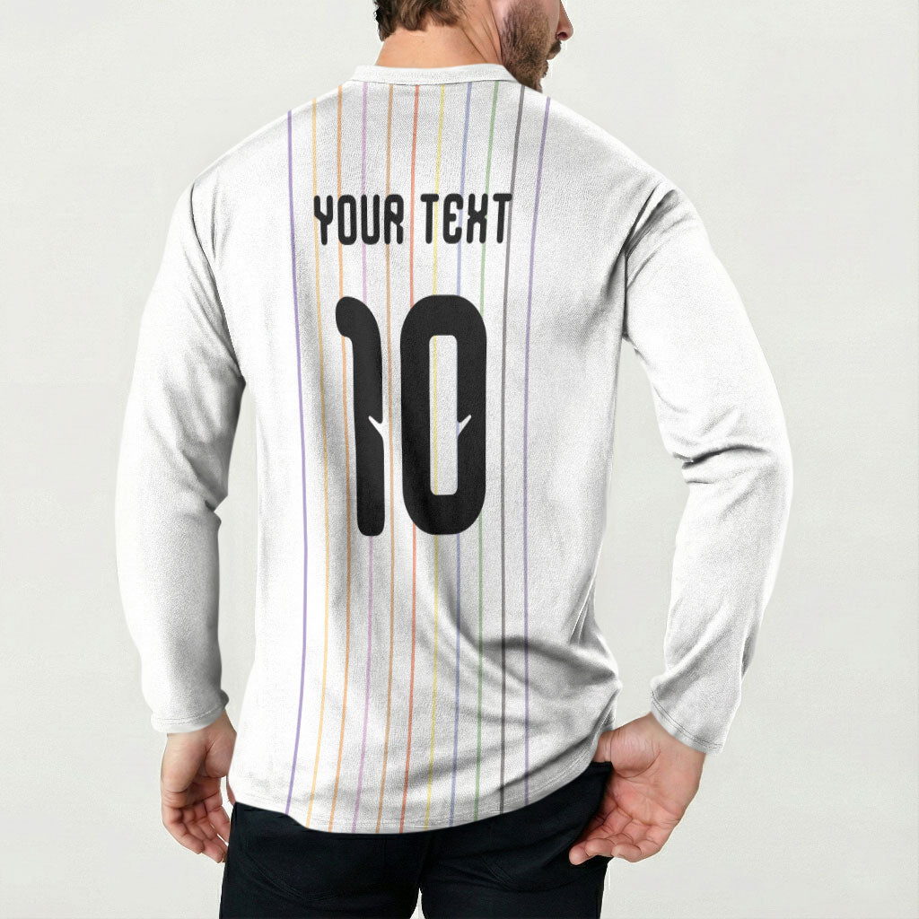 Japan Football Custom Button Sweatshirt Colors Beyond Horizon Sashiko Effect White Version