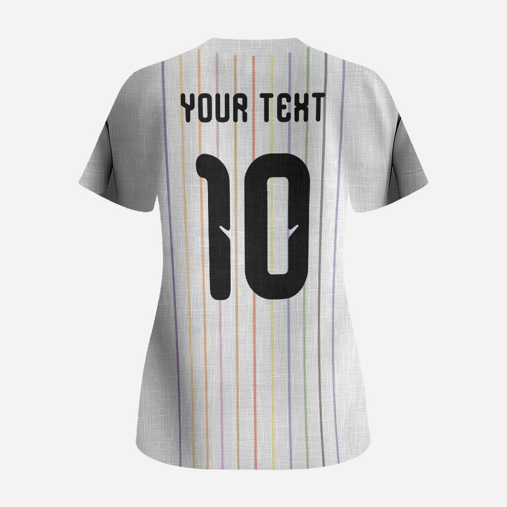 Japan Football Custom Scrub Top Colors Beyond Horizon Sashiko Effect White Version