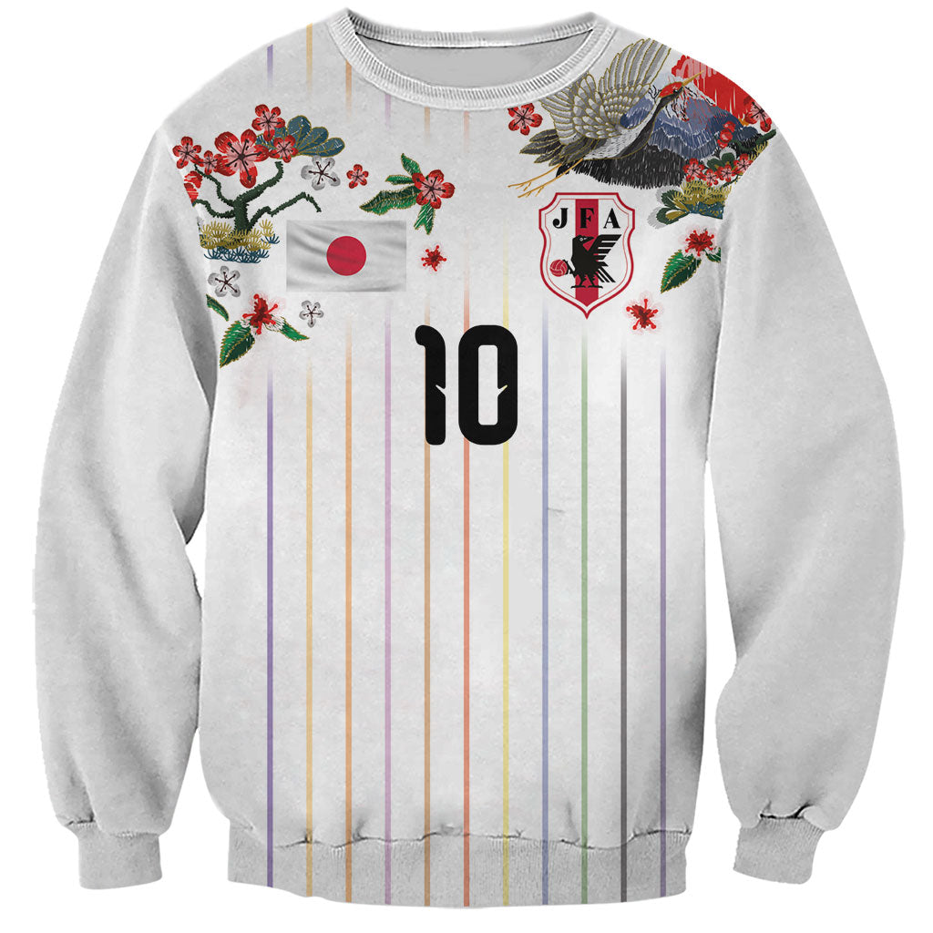 Japan Football Custom Sweatshirt Colors Beyond Horizon Sashiko Effect White Version