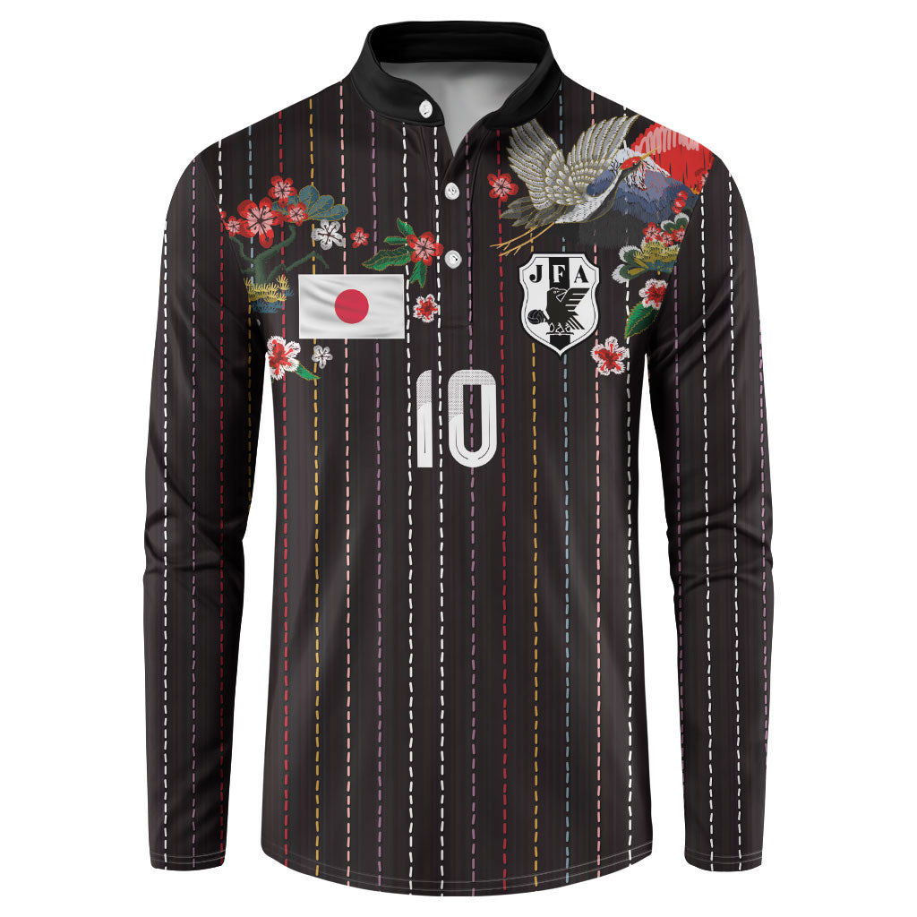 Japan Football Custom Button Sweatshirt Colors Beyond Horizon Sashiko Effect Black Version