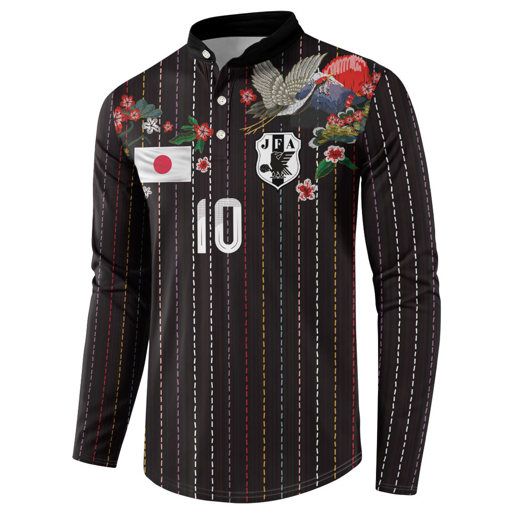 Japan Football Custom Button Sweatshirt Colors Beyond Horizon Sashiko Effect Black Version