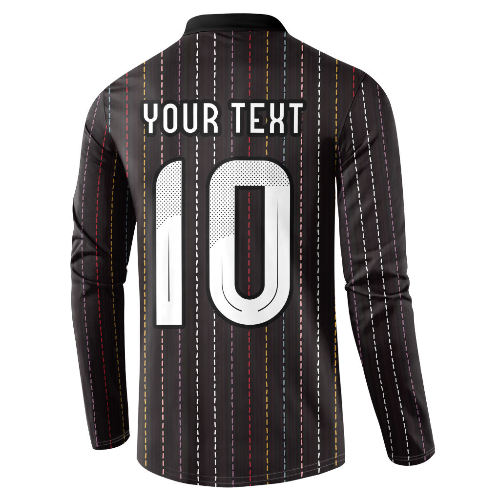 Japan Football Custom Button Sweatshirt Colors Beyond Horizon Sashiko Effect Black Version