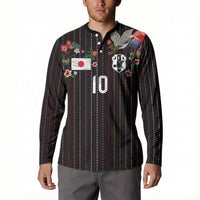 Japan Football Custom Button Sweatshirt Colors Beyond Horizon Sashiko Effect Black Version