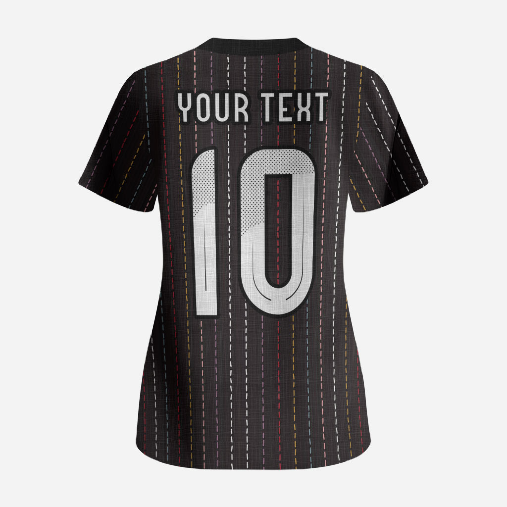 Japan Football Custom Scrub Top Colors Beyond Horizon Sashiko Effect Black Version