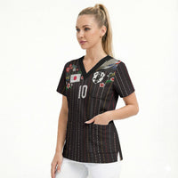 Japan Football Custom Scrub Top Colors Beyond Horizon Sashiko Effect Black Version