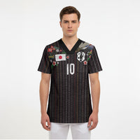 Japan Football Custom Scrub Top Colors Beyond Horizon Sashiko Effect Black Version