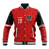 Austria Football Custom Baseball Jacket Bundesadler Red Checkerboard Eagle