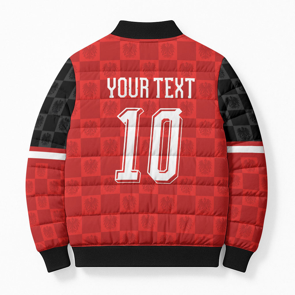 Austria Football Custom Bomber Puffer Jacket Bundesadler Red Checkerboard Eagle