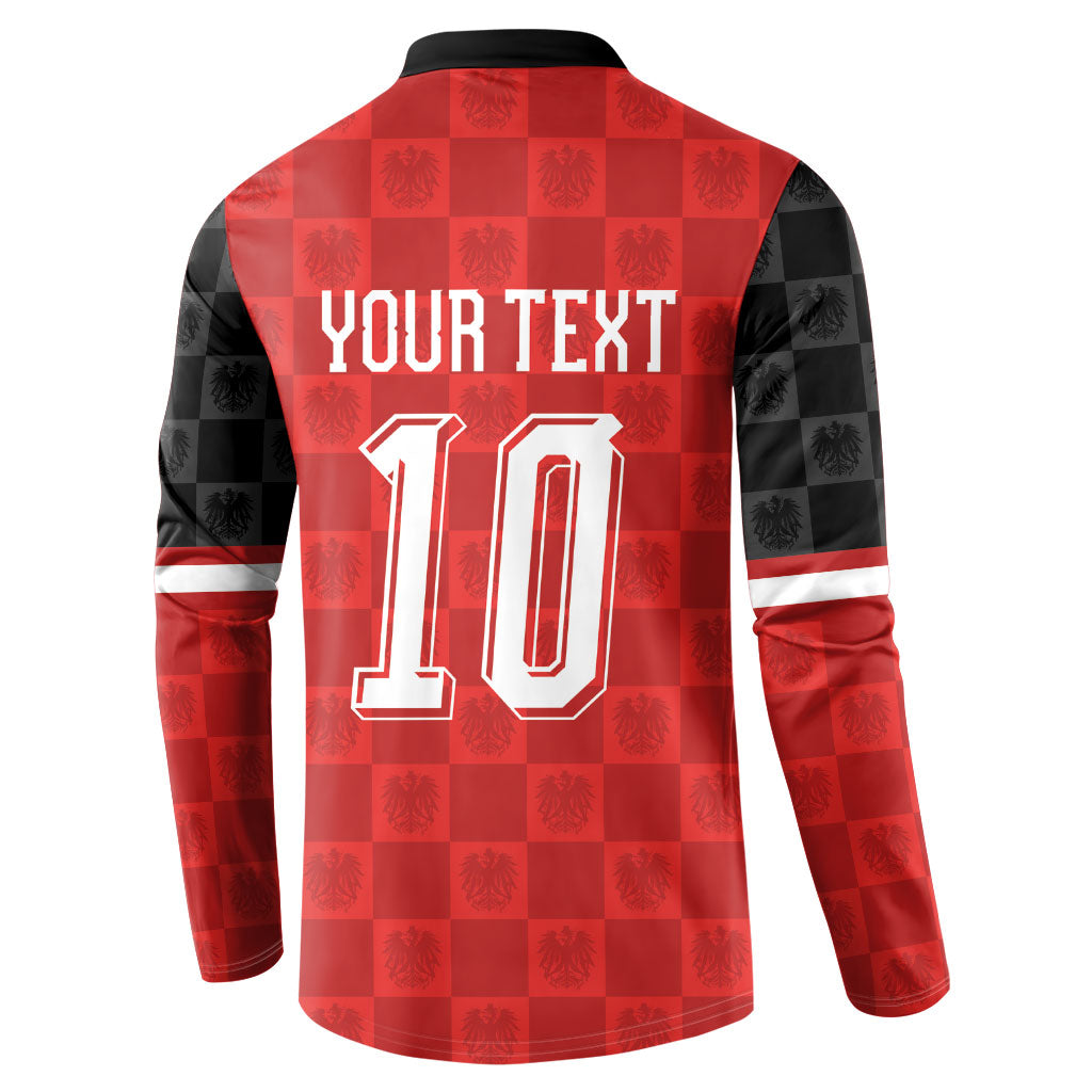 Austria Football Custom Button Sweatshirt Bundesadler Red Checkerboard Eagle