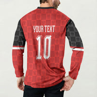 Austria Football Custom Button Sweatshirt Bundesadler Red Checkerboard Eagle