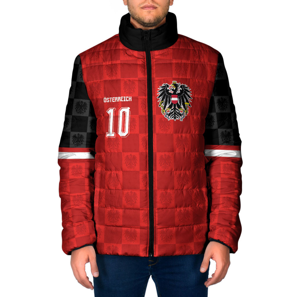 Austria Football Custom Padded Jacket Bundesadler Red Checkerboard Eagle
