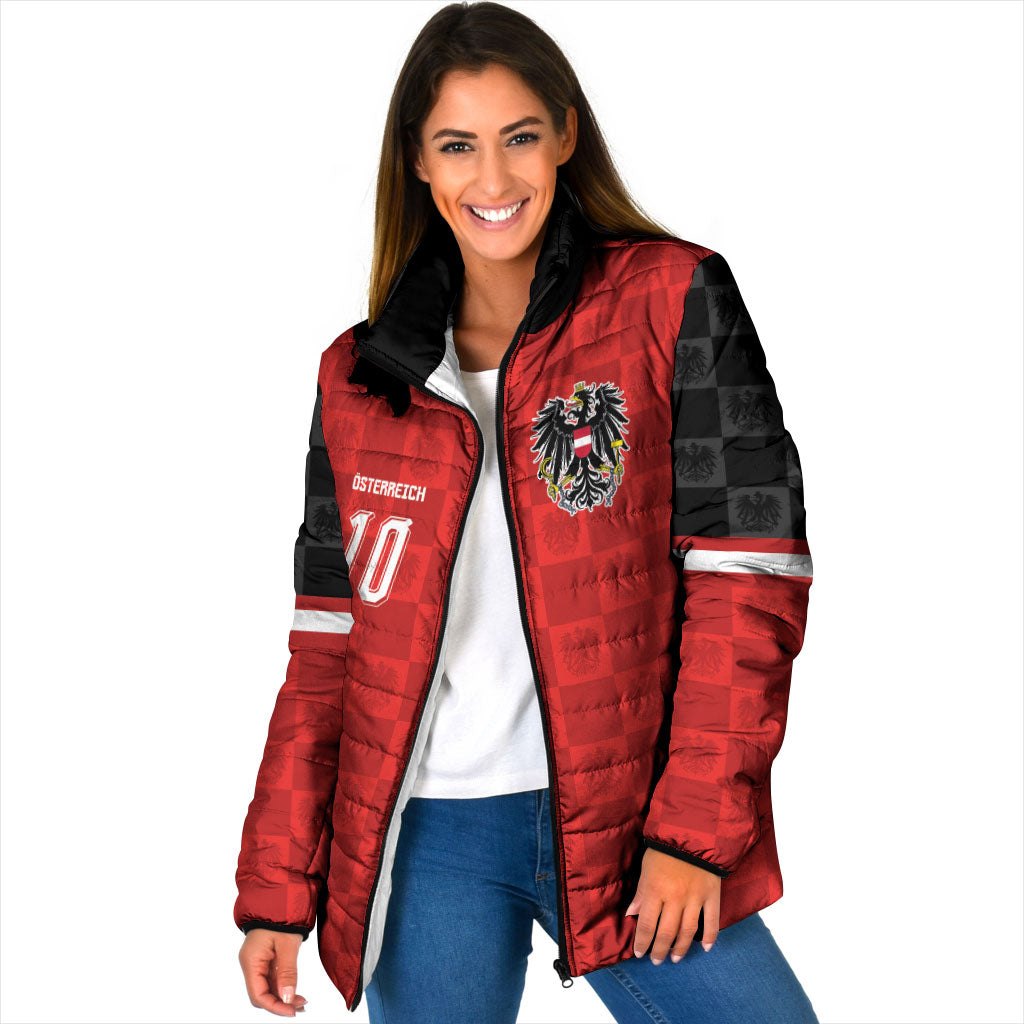 Austria Football Custom Padded Jacket Bundesadler Red Checkerboard Eagle