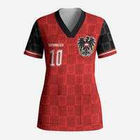 Austria Football Custom Scrub Top Bundesadler Red Checkerboard Eagle