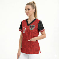 Austria Football Custom Scrub Top Bundesadler Red Checkerboard Eagle