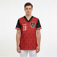 Austria Football Custom Scrub Top Bundesadler Red Checkerboard Eagle