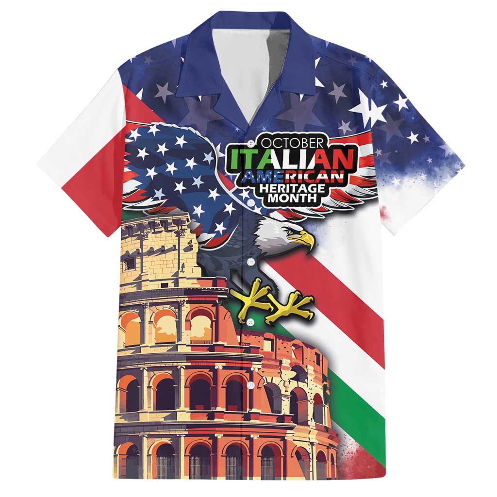 Italian American Heritage Month Hawaiian Shirt USA Eagle and The Colosseum with National Flag - Wonder Print Shop