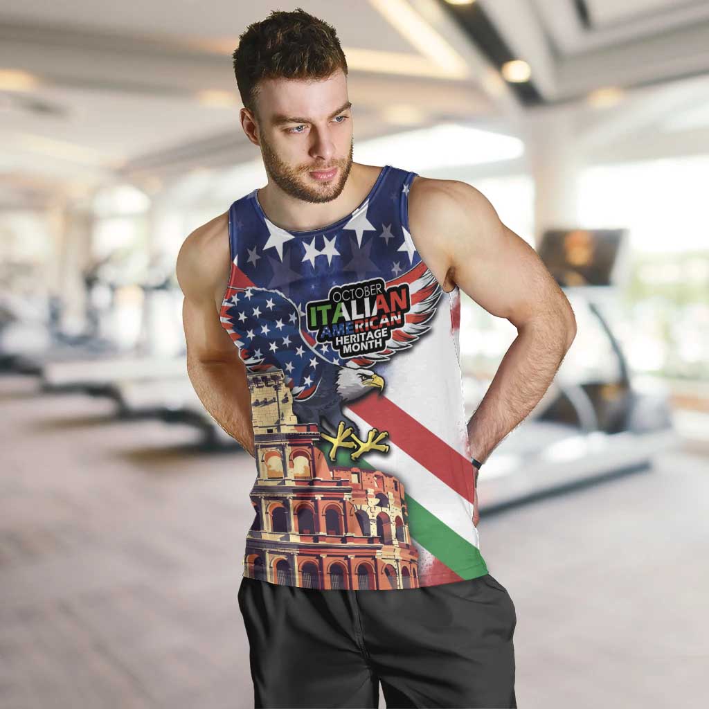 Italian American Heritage Month Men Tank Top USA Eagle and The Colosseum with National Flag - Wonder Print Shop