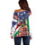 Italian American Heritage Month Off Shoulder Sweater USA Eagle and The Colosseum with National Flag - Wonder Print Shop