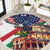 Italian American Heritage Month Round Carpet USA Eagle and The Colosseum with National Flag