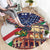 Italian American Heritage Month Round Carpet USA Eagle and The Colosseum with National Flag