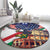 Italian American Heritage Month Round Carpet USA Eagle and The Colosseum with National Flag