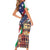 Italian American Heritage Month Short Sleeve Bodycon Dress USA Eagle and The Colosseum with National Flag