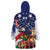 Italian American Heritage Month Wearable Blanket Hoodie USA Eagle and The Colosseum with National Flag