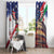 Italian American Heritage Month Window Curtain USA Eagle and The Colosseum with National Flag