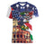 Italian American Heritage Month Women V-Neck T-Shirt USA Eagle and The Colosseum with National Flag