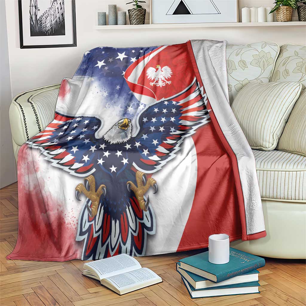 Polish American Heritage Month Blanket USA Eagle and Poland Eagle with National Flag