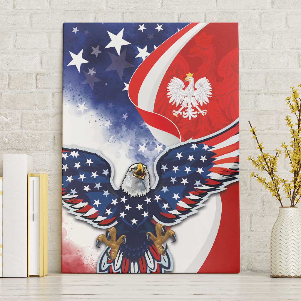 Polish American Heritage Month Canvas Wall Art USA Eagle and Poland Eagle with National Flag - Wonder Print Shop