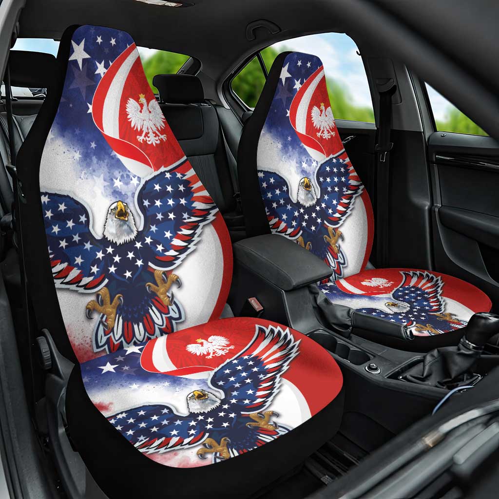 Polish American Heritage Month Car Seat Cover USA Eagle and Poland Eagle with National Flag - Wonder Print Shop